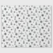 Winter Things Wrapping Paper - Sneeuw + Steenkool Cadeaupapier (Vlak)