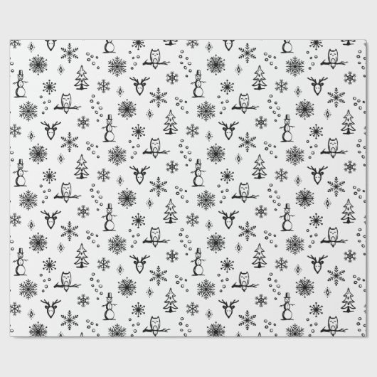 Winter Things Wrapping Paper - Sneeuw + Steenkool Cadeaupapier (Vlak)
