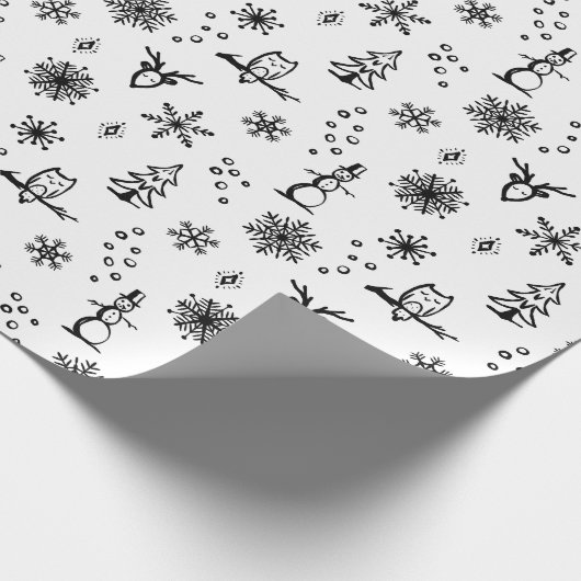 Winter Things Wrapping Paper - Sneeuw + Steenkool Cadeaupapier (Hoek)