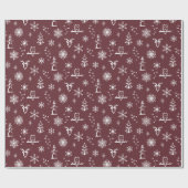 Winter Things Wrapping Paper - Wijn + Sneeuw Cadeaupapier (Vlak)