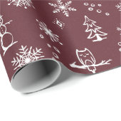 Winter Things Wrapping Paper - Wijn + Sneeuw Cadeaupapier (Rol Hoek)
