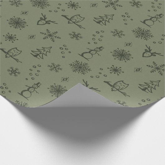 Winter Things Wrapping Paper - Wijze + Pine Cadeaupapier (Hoek)