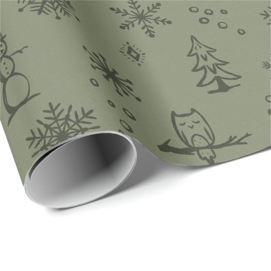 Winter Things Wrapping Paper - Wijze + Pine Cadeaupapier (Rol Hoek)