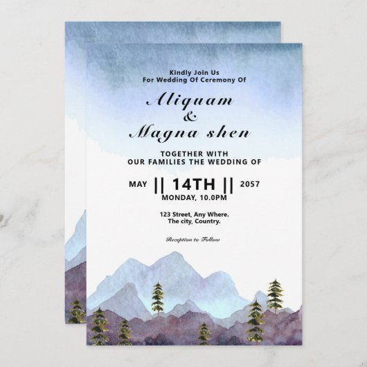 Winter Thistle Wedding Kaart Vector (Voorkant / Achterkant)