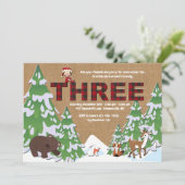 Winter Three Birthday Party Invitation Kaart (Staand voorkant)