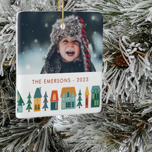 Winter Thuis Foto Keramisch Ornament