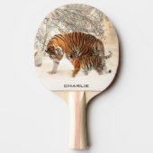 Winter Tigers aangepaste monogram ping pongpeddel Tafeltennisbatje (Achterkant)