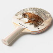 Winter Tigers aangepaste monogram ping pongpeddel Tafeltennisbatje (Voorkant Gekanteld)