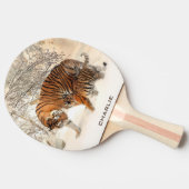 Winter Tigers aangepaste monogram ping pongpeddel Tafeltennisbatje (Zijkant)