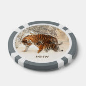 Winter Tigers aangepaste monogram poker chips (Enkel)
