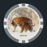 Winter Tigers aangepaste monogram poker chips<br><div class="desc">Bekijk mijn winkel voor meer tijgerobjecten.</div>