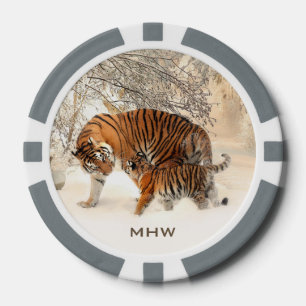 Winter Tigers aangepaste monogram poker chips