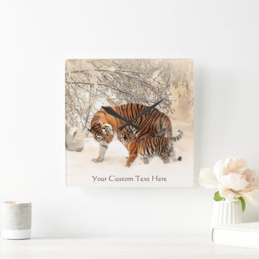Winter Tigers aangepaste muur klok (Huis)