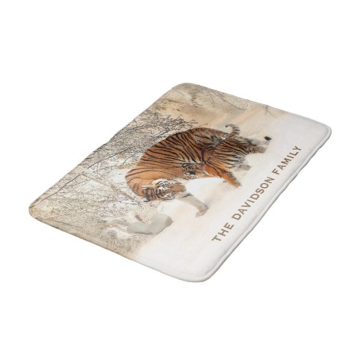 Winter Tigers aangepaste naam badmatten (Gekanteld)