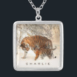Winter Tigers aangepaste naam neclace Zilver Vergulden Ketting<br><div class="desc">Bekijk mijn winkel voor meer tijgerobjecten.</div>