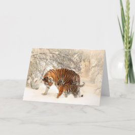 Winter Tigers custom wenskaart Kaart