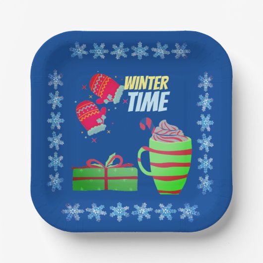 Winter Tijd Reus Papieren Bordje (Voorkant)
