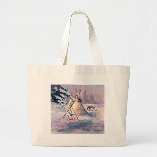 WINTER TIPI FIRE & APPALOOSA by SHARON SHARPE Grote Tote Bag