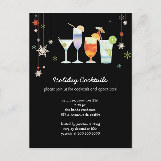 Winter Toast Fun Holiday Cocktail Party Briefkaart (Voorkant)