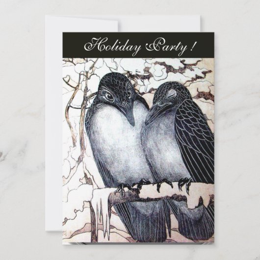 WINTER TORTELDUIFJES BLACK WHITE DAMASK MONOGRAM KAART (Voorkant)