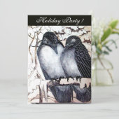 WINTER TORTELDUIFJES BLACK WHITE DAMASK MONOGRAM KAART (Staand voorkant)