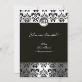 WINTER TORTELDUIFJES BLACK WHITE DAMASK MONOGRAM KAART (Achterkant)