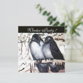 WINTER TORTELDUIFJES BLACK WHITE RED DAMASK MONOGR KAART (Staand voorkant)