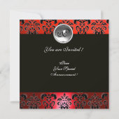 WINTER TORTELDUIFJES BLACK WHITE RED DAMASK MONOGR KAART (Achterkant)