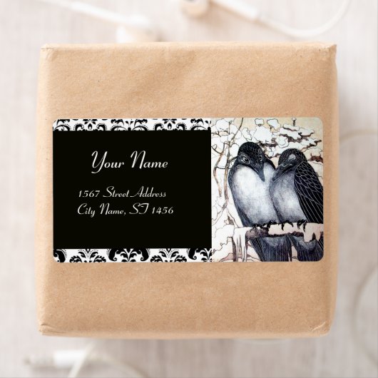 WINTER-TORTELDUIFJES, Damask Etiket (Insitu)