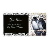 WINTER-TORTELDUIFJES, Damask Etiket (Voorkant)