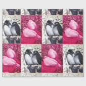 WINTER-TORTELDUIFJES EN WITTE DOVES IN PINKFUCHSIA CADEAUPAPIER (Vlak)