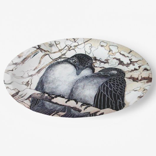 WINTER-TORTELDUIFJES IN BORD SNEEUWPAPIER (Gekanteld)