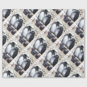 WINTER-TORTELDUIFJES IN SNEEUW Black en White Teke Cadeaupapier (Vlak)