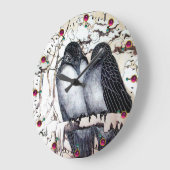 WINTER-TORTELDUIFJES IN SNEEUW Black en White Teke Grote Klok (Hoek)