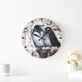 WINTER-TORTELDUIFJES IN SNEEUW Black en White Teke Grote Klok (Huis)