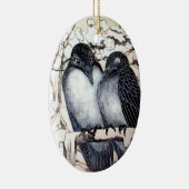 WINTER-TORTELDUIFJES IN SNEEUW Black en White Teke Keramisch Ornament (Rechts)