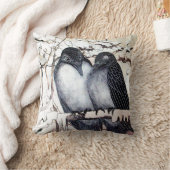 WINTER-TORTELDUIFJES IN SNEEUW Black en White Teke Kussen (Deken)