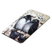 WINTER-TORTELDUIFJES IN SNEEUW Black en White Teke Magneet (Linkerzijde)