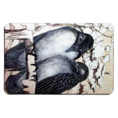 WINTER-TORTELDUIFJES IN SNEEUW Black en White Teke Magneet (Horizontaal)