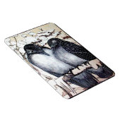 WINTER-TORTELDUIFJES IN SNEEUW Black en White Teke Magneet (Rechterzijde)