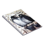 WINTER-TORTELDUIFJES IN SNEEUW Black en White Teke Notitieboek (Rechterzijde)