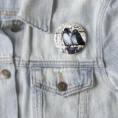 WINTER-TORTELDUIFJES in SNEEUW Black White Ronde Button 5,7 Cm (In situ)