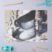 WINTER-TORTELDUIFJES in SNEEUW Black White Tissuepapier (Craft)