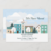 Winter Town Holiday Moved aangekondigd Kaart (Voorkant / Achterkant)