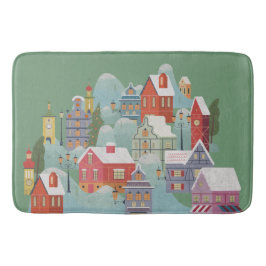 Winter Town Kerstmis Badmat