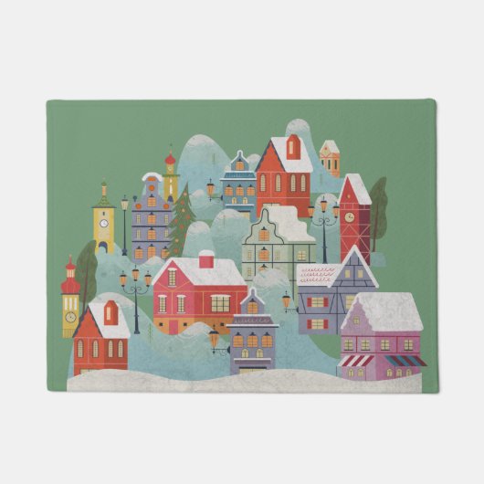 Winter Town Kerstmis Deurmat (Voorkant)