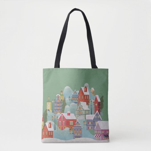 Winter Town Kerstmis Tote Bag (Voorkant)