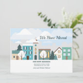 Winter Town Moved Announement Kaart (Staand voorkant)