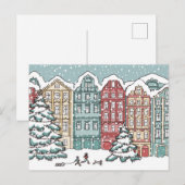Winter Town Scene Briefkaart (Voorkant / Achterkant)