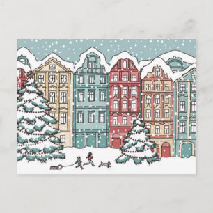 Winter Town Scene Briefkaart